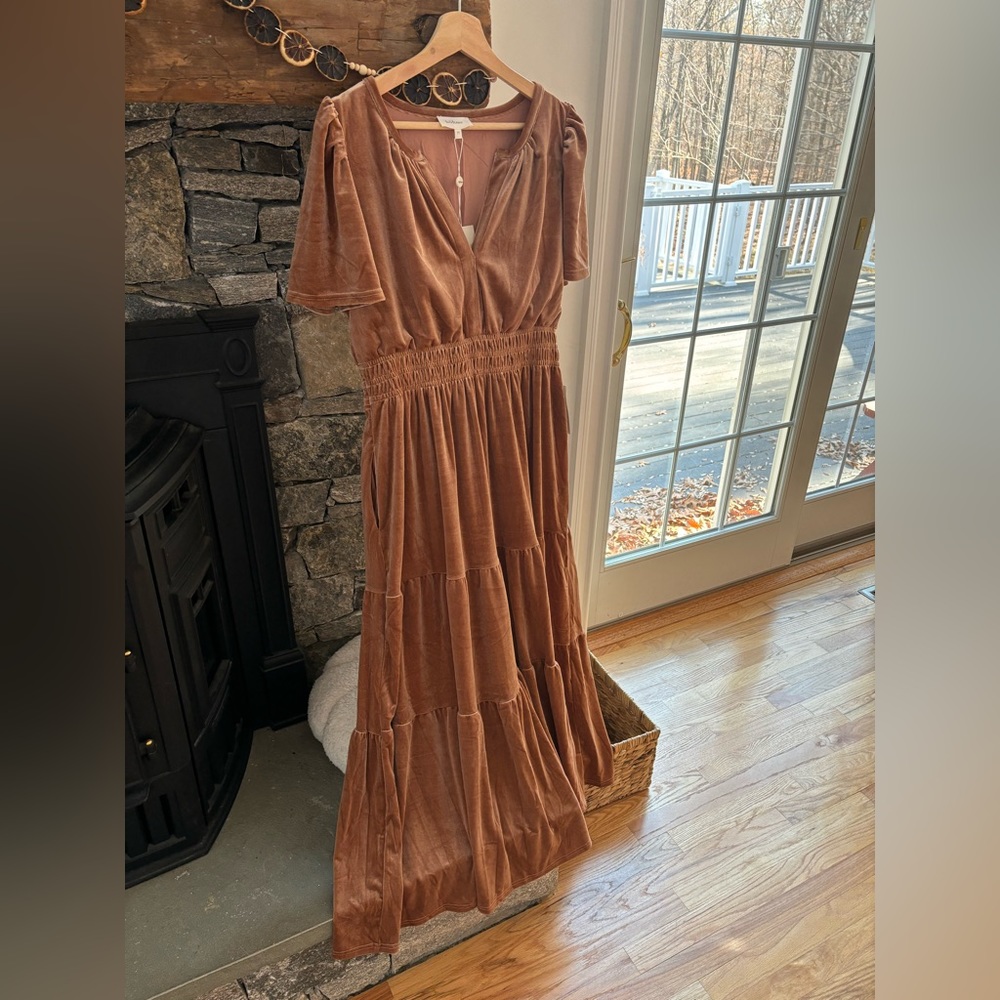 NWTs Marlowe Velvet Dress in Taupe by böhme Size Medium